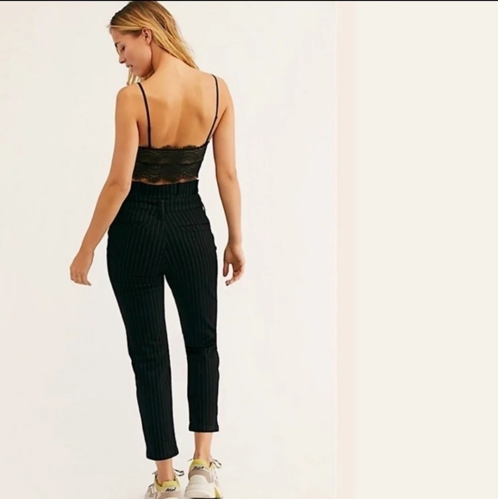 Free people montella black striped pants